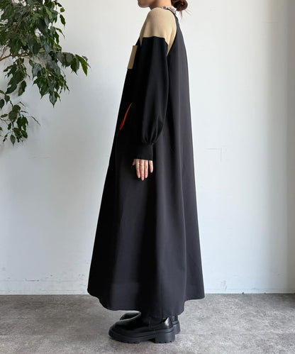 軍旅風拼接連衣裙