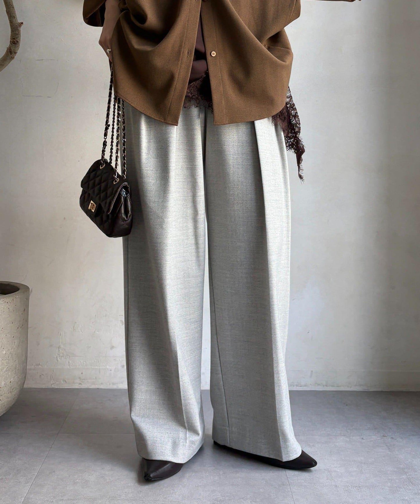 柔軟起毛彈力長褲