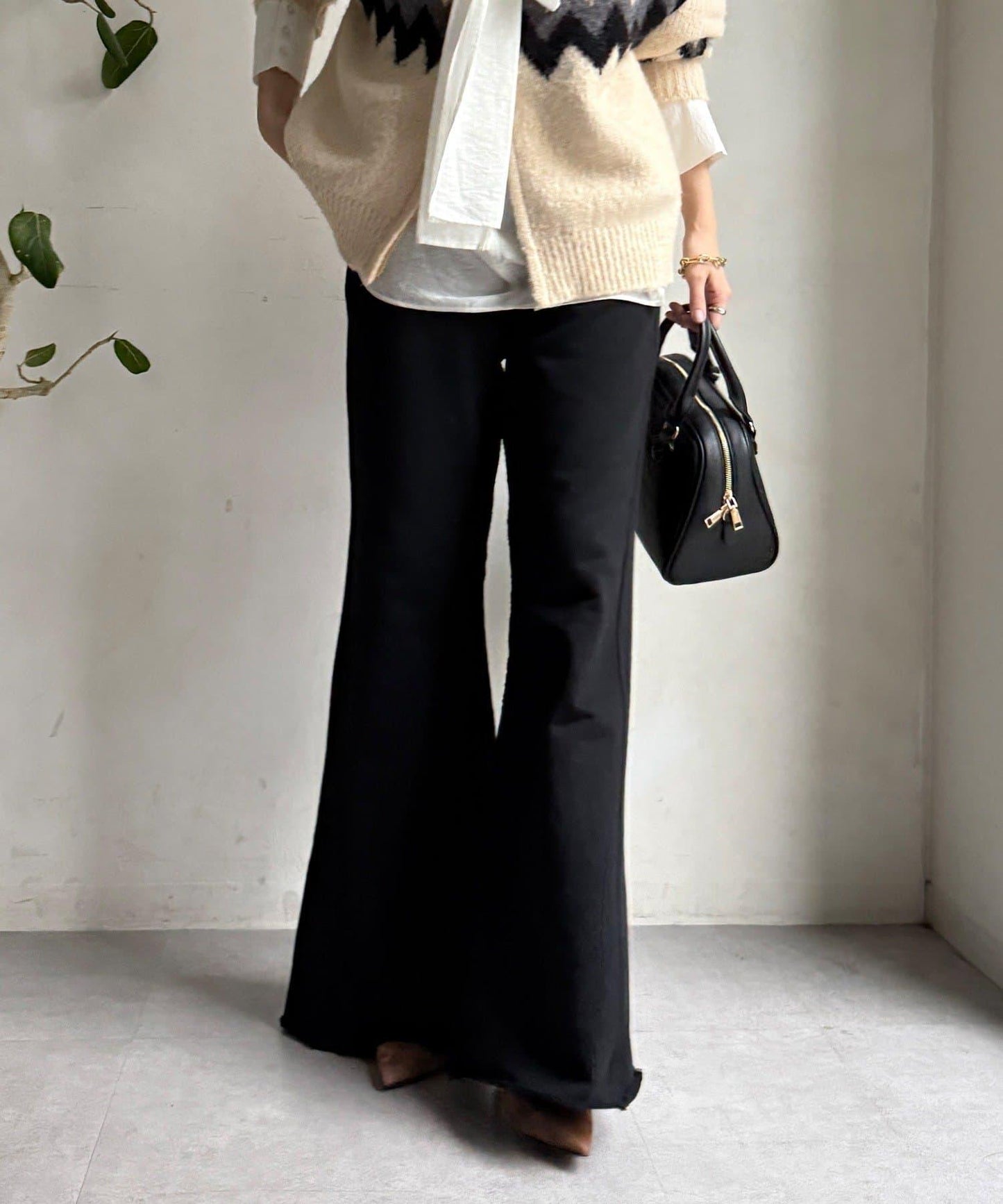 微喇叭衛衣面料長褲