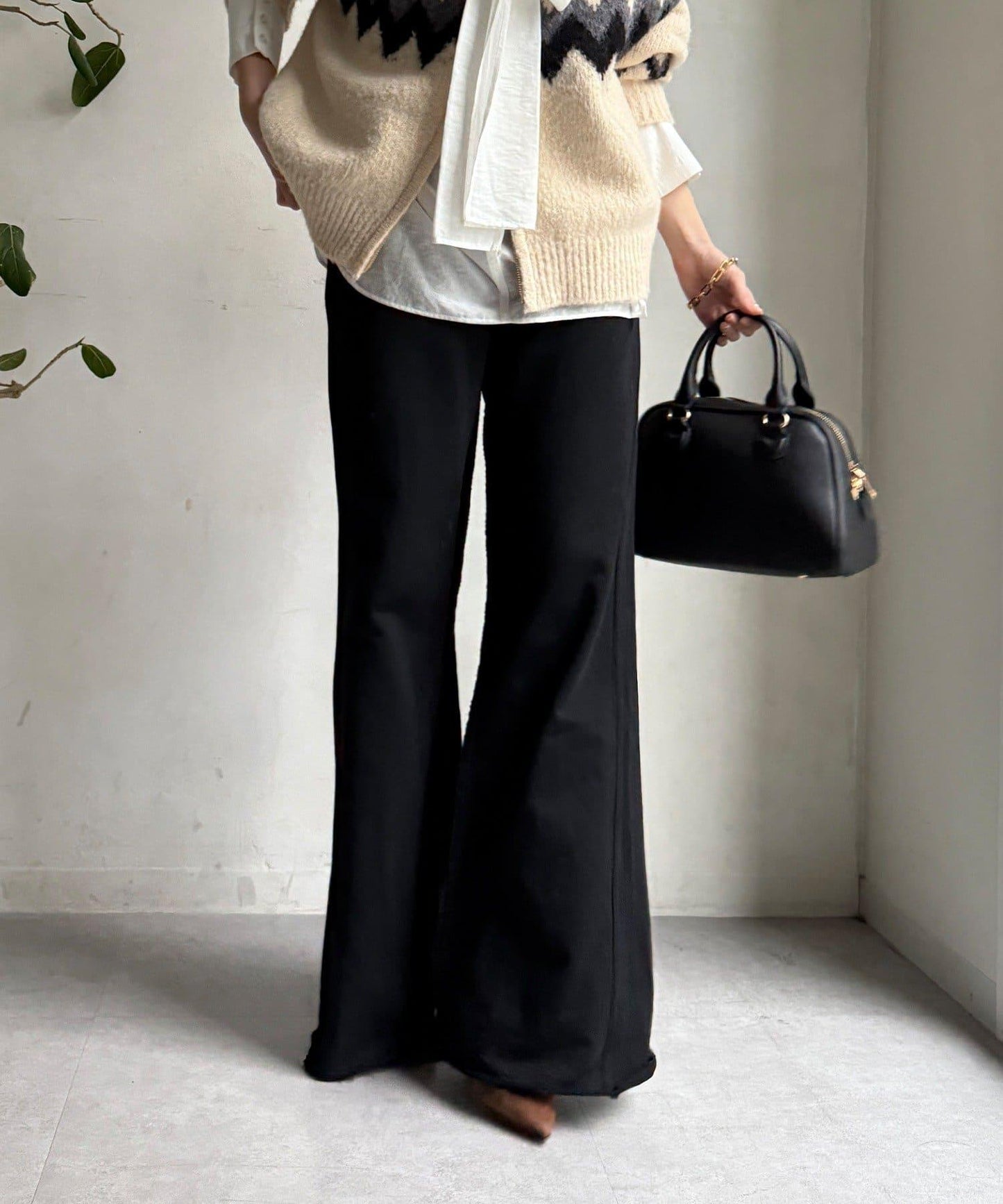 微喇叭衛衣面料長褲