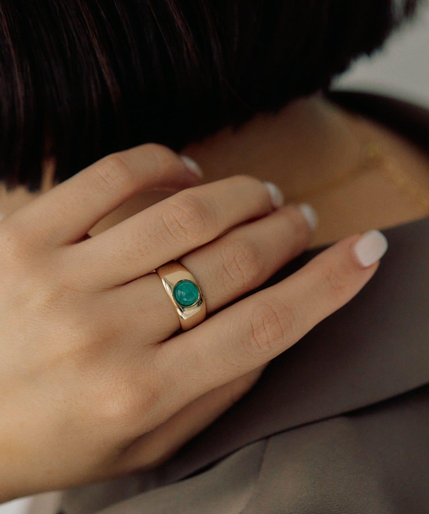 迷你彩色圓形寶石戒指