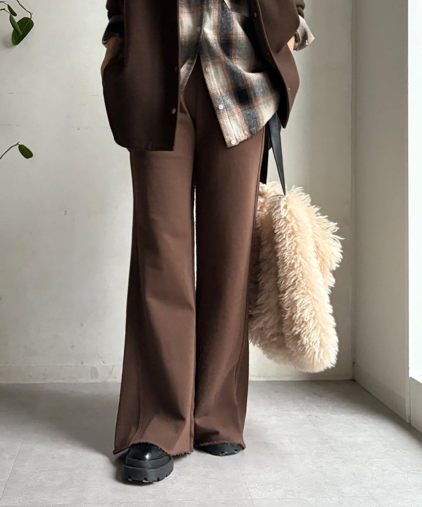 微喇叭衛衣面料長褲