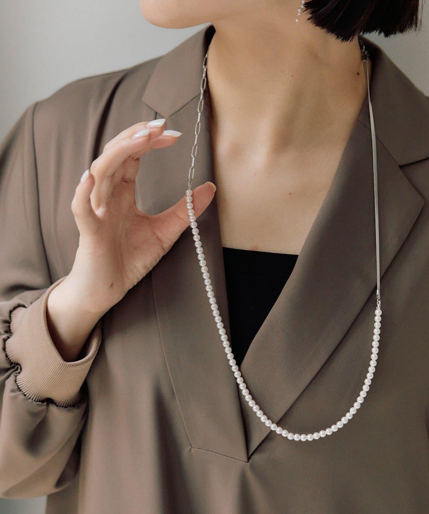 《金屬過敏適用/不鏽鋼》長款珍珠項鍊