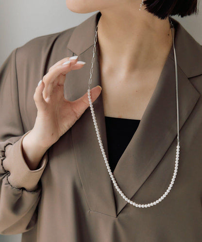 《金屬過敏適用/不鏽鋼》長款珍珠項鍊