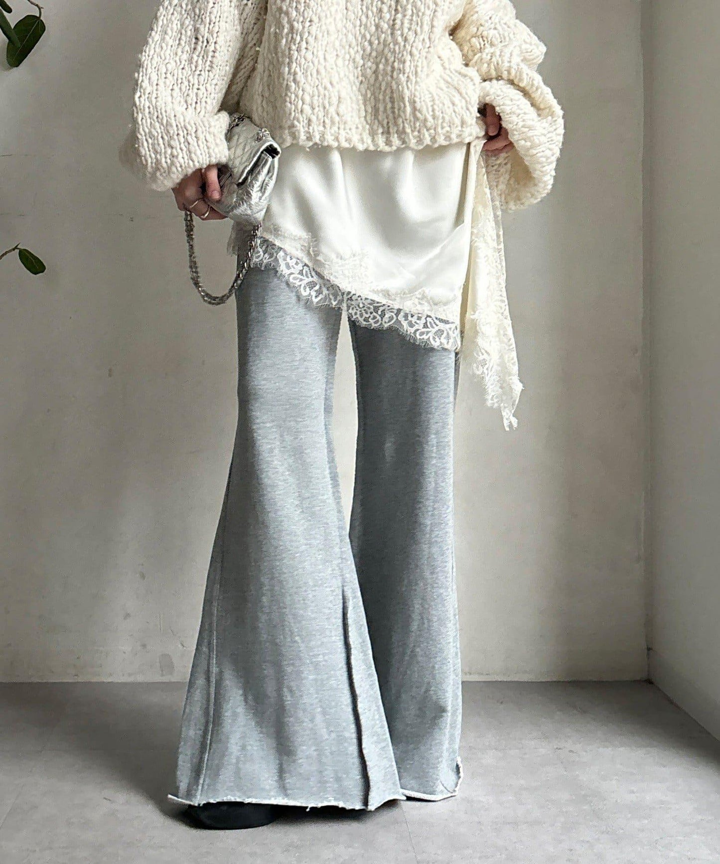 微喇叭衛衣面料長褲