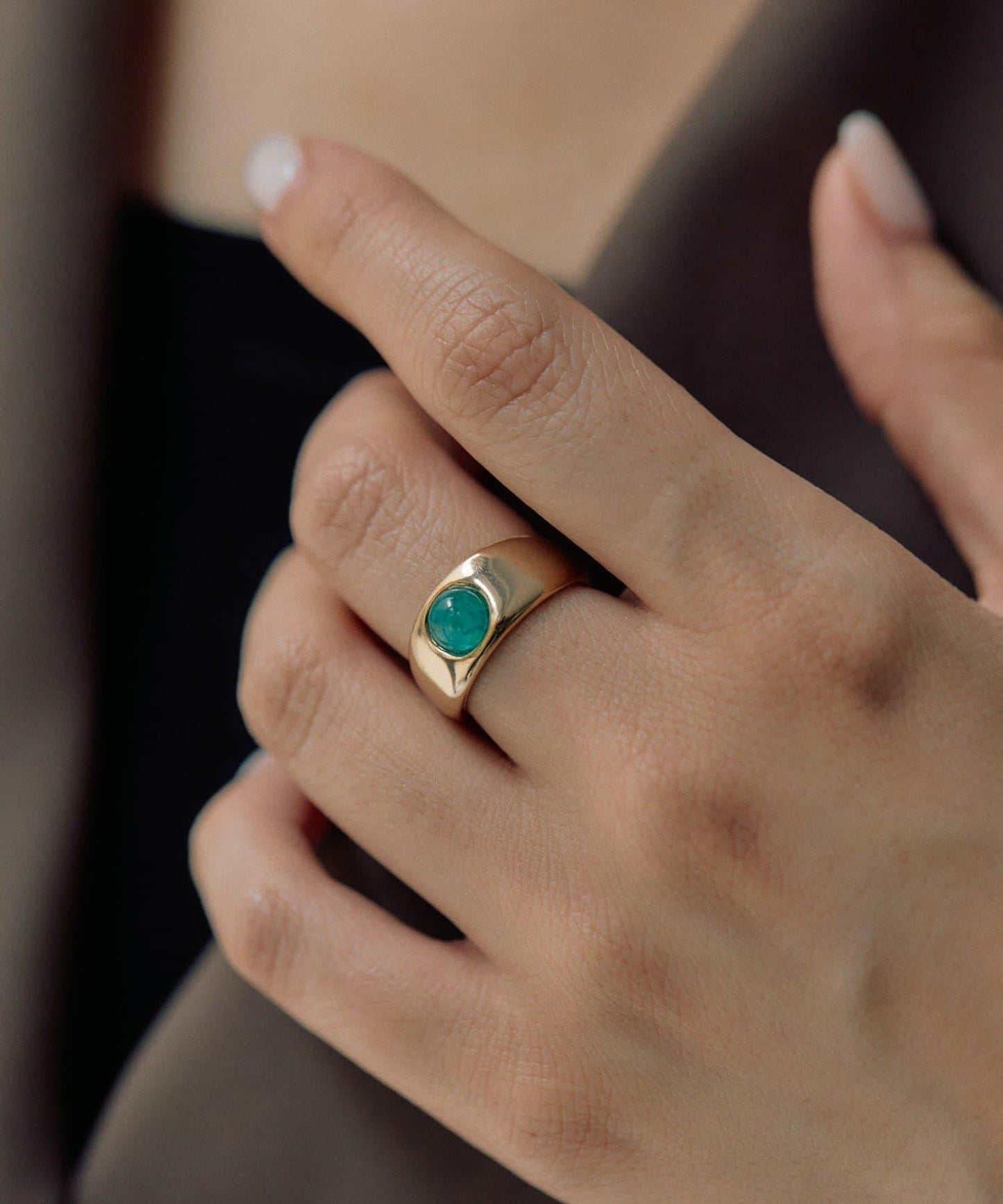 迷你彩色圓形寶石戒指