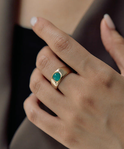 迷你彩色圓形寶石戒指