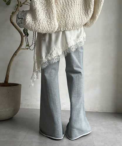 微喇叭衛衣面料長褲