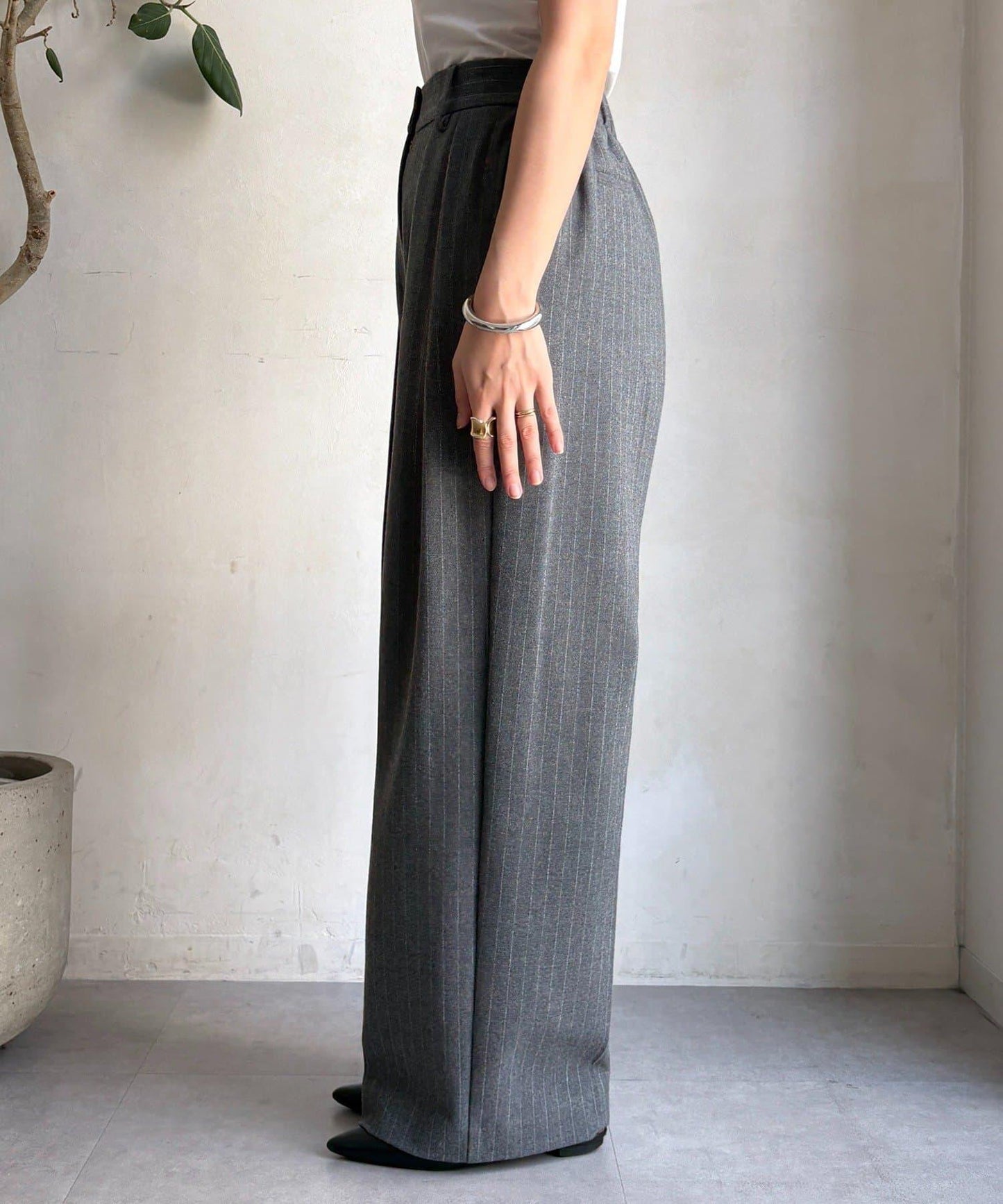 柔軟起毛彈力長褲