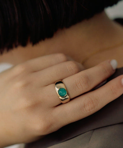 迷你彩色圓形寶石戒指