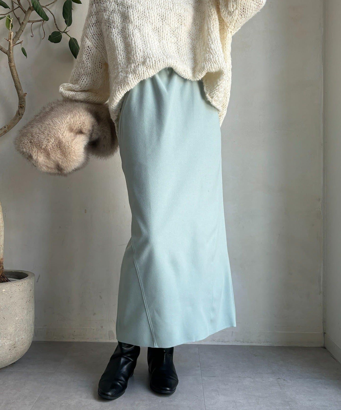 羊毛混紡針織半身裙