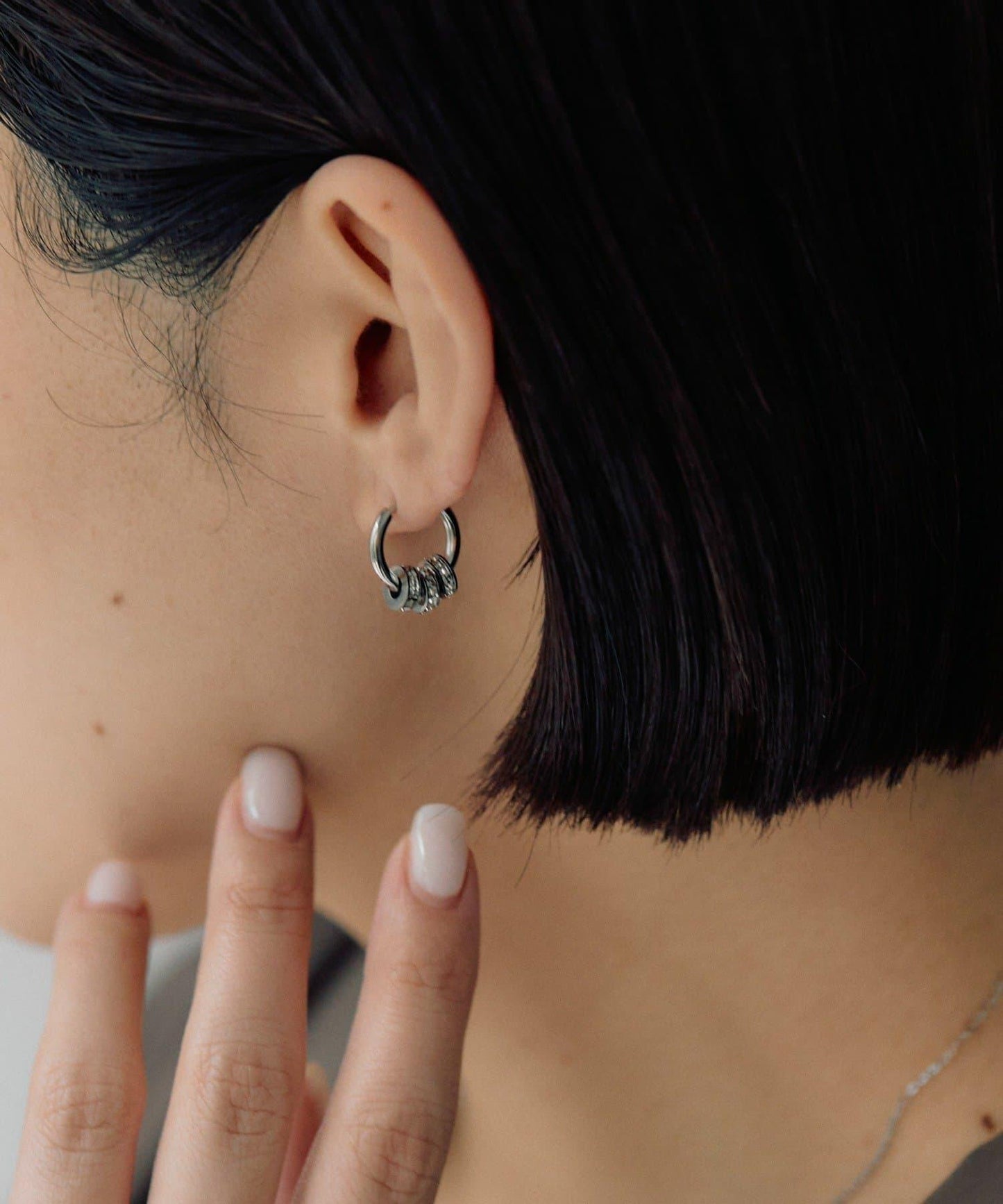 金屬過敏適用/不鏽鋼水晶圓環耳釘