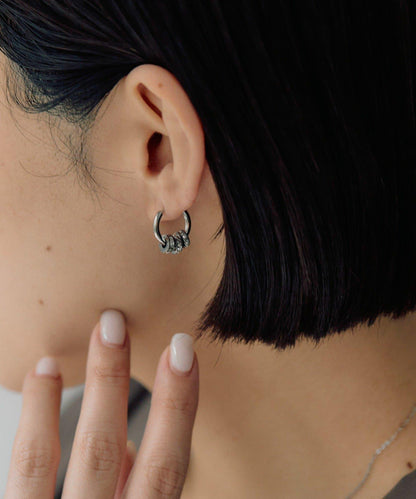 金屬過敏適用/不鏽鋼水晶圓環耳釘