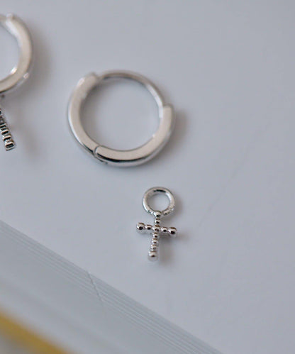 《/スターリングシルバー使用》帶擦銀布圓環耳環