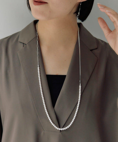 《金屬過敏適用/不鏽鋼》長款珍珠項鍊