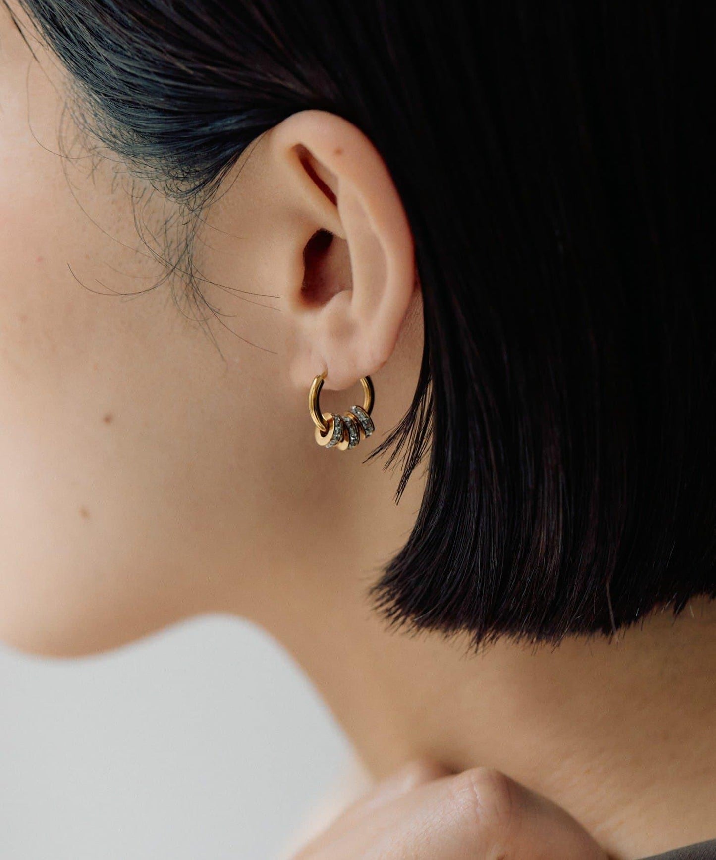 金屬過敏適用/不鏽鋼水晶圓環耳釘