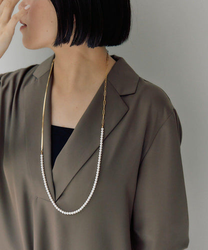 《金屬過敏適用/不鏽鋼》長款珍珠項鍊
