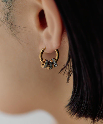 金屬過敏適用/不鏽鋼水晶圓環耳釘