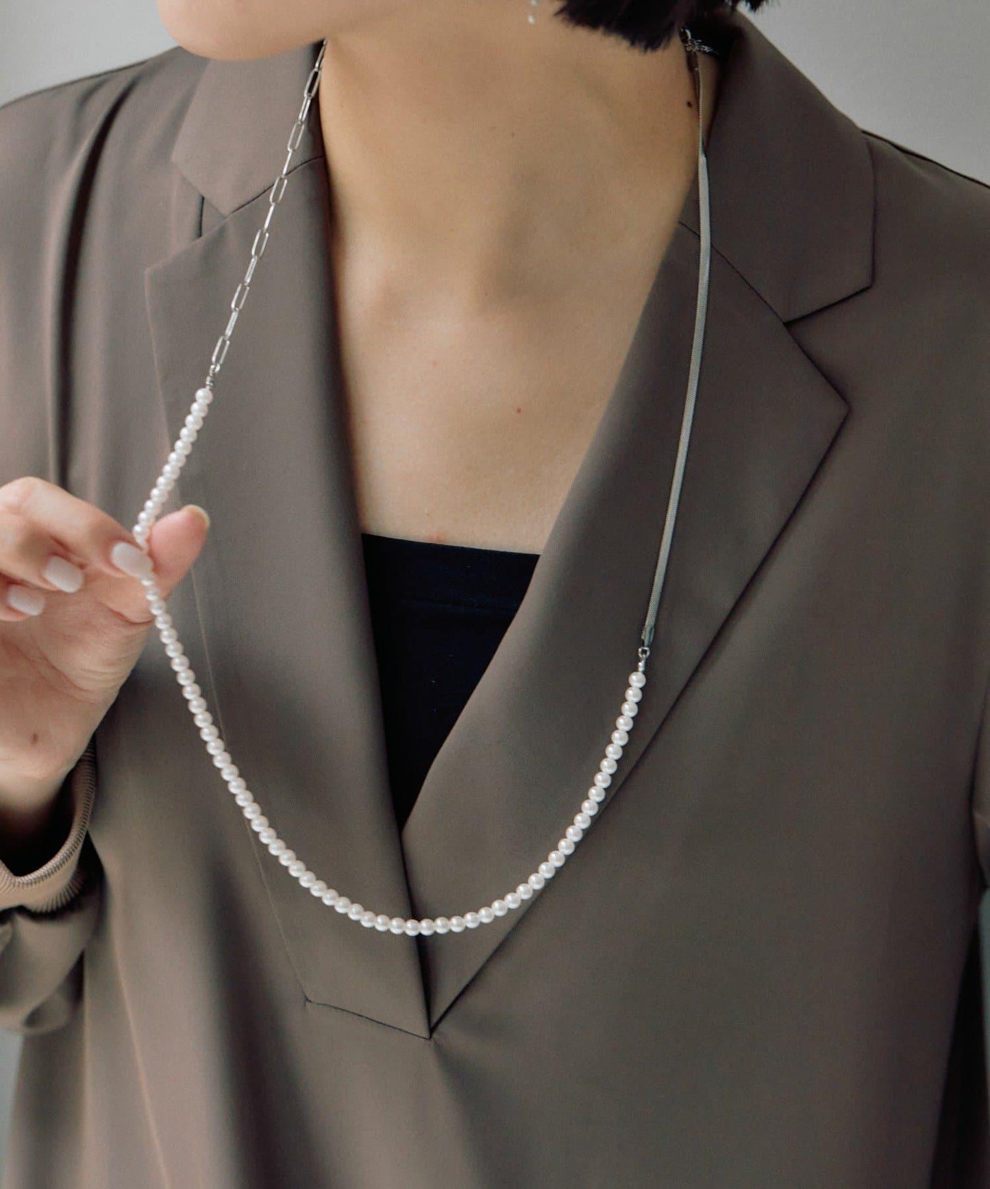 《金屬過敏適用/不鏽鋼》長款珍珠項鍊