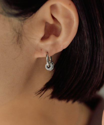 金屬過敏適用/不鏽鋼水晶圓環耳釘