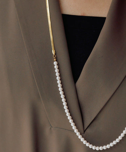 《金屬過敏適用/不鏽鋼》長款珍珠項鍊