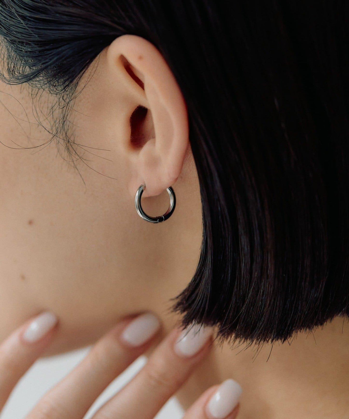 金屬過敏適用/不鏽鋼水晶圓環耳釘