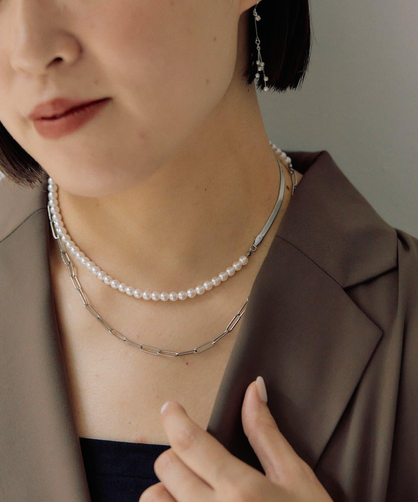 《金屬過敏適用/不鏽鋼》長款珍珠項鍊