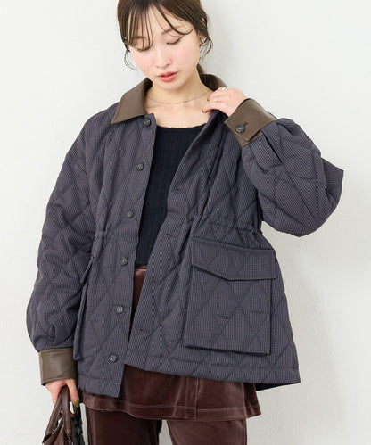 B 格紋絎縫夾克