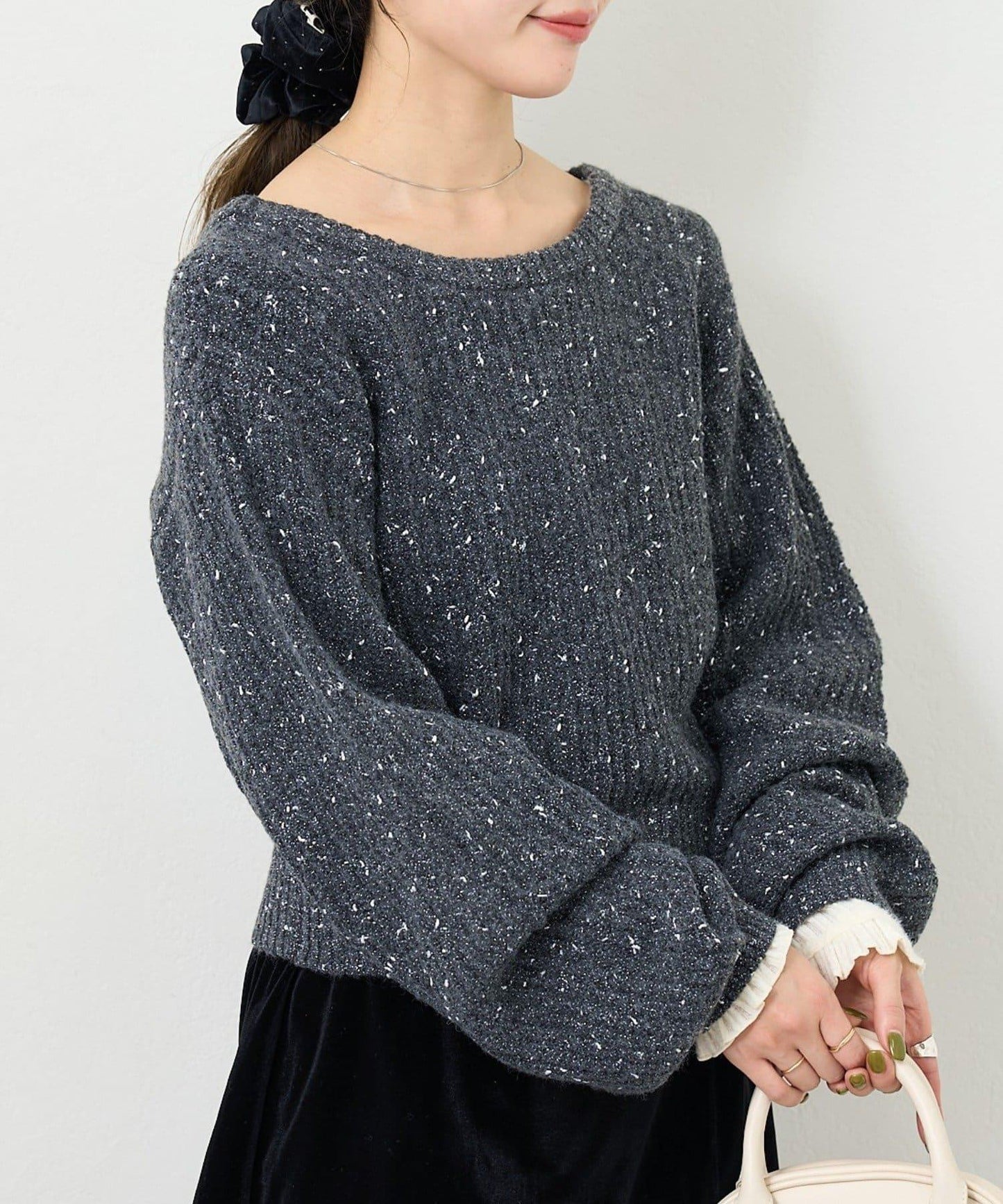 【前後兩穿】B 閃粉後開衩套頭衫