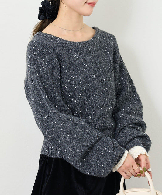 【前後兩穿】B 閃粉後開衩套頭衫