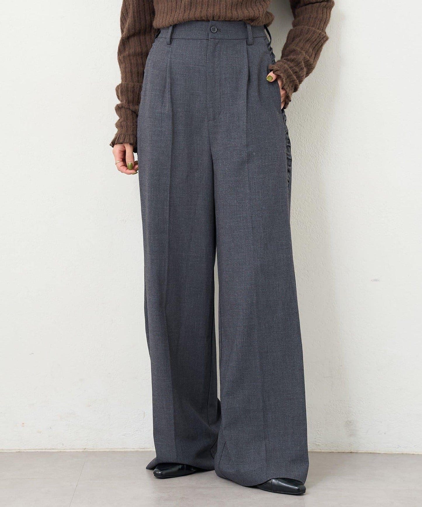 【3尺碼可選/高個子尺碼/小個子尺碼】B側抽褶西裝褲