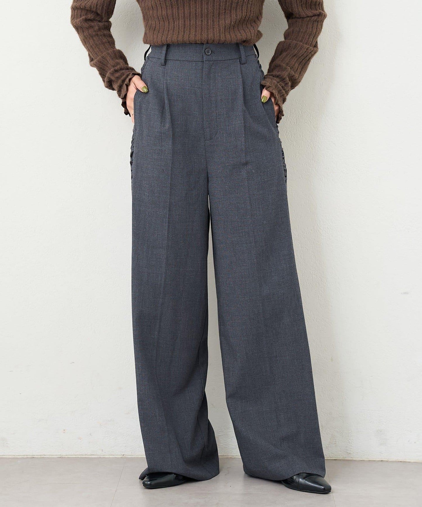 【3尺碼可選/高個子尺碼/小個子尺碼】B側抽褶西裝褲