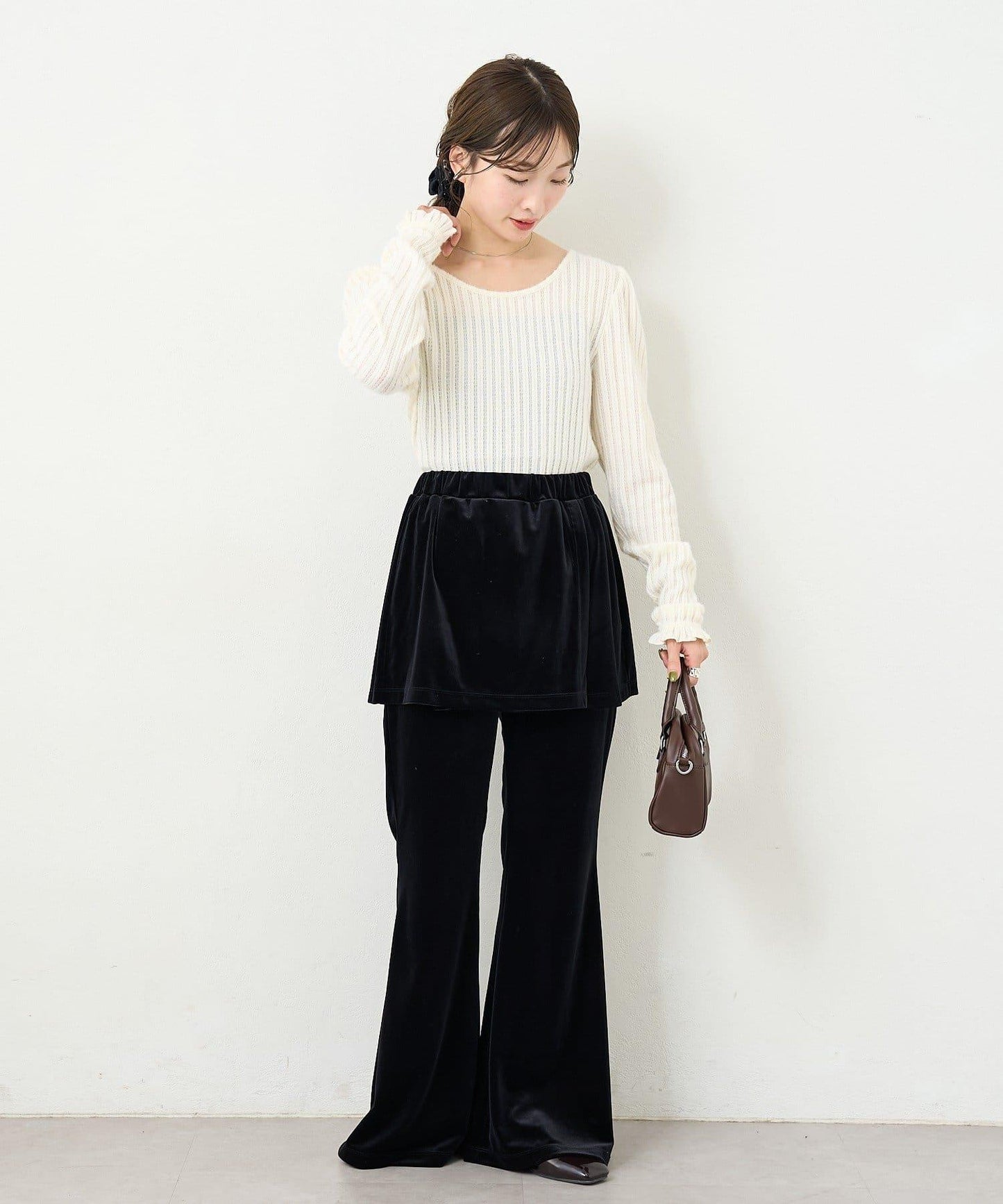 【2尺碼可選/適合身材嬌小】B天鵝絨半身裙褲