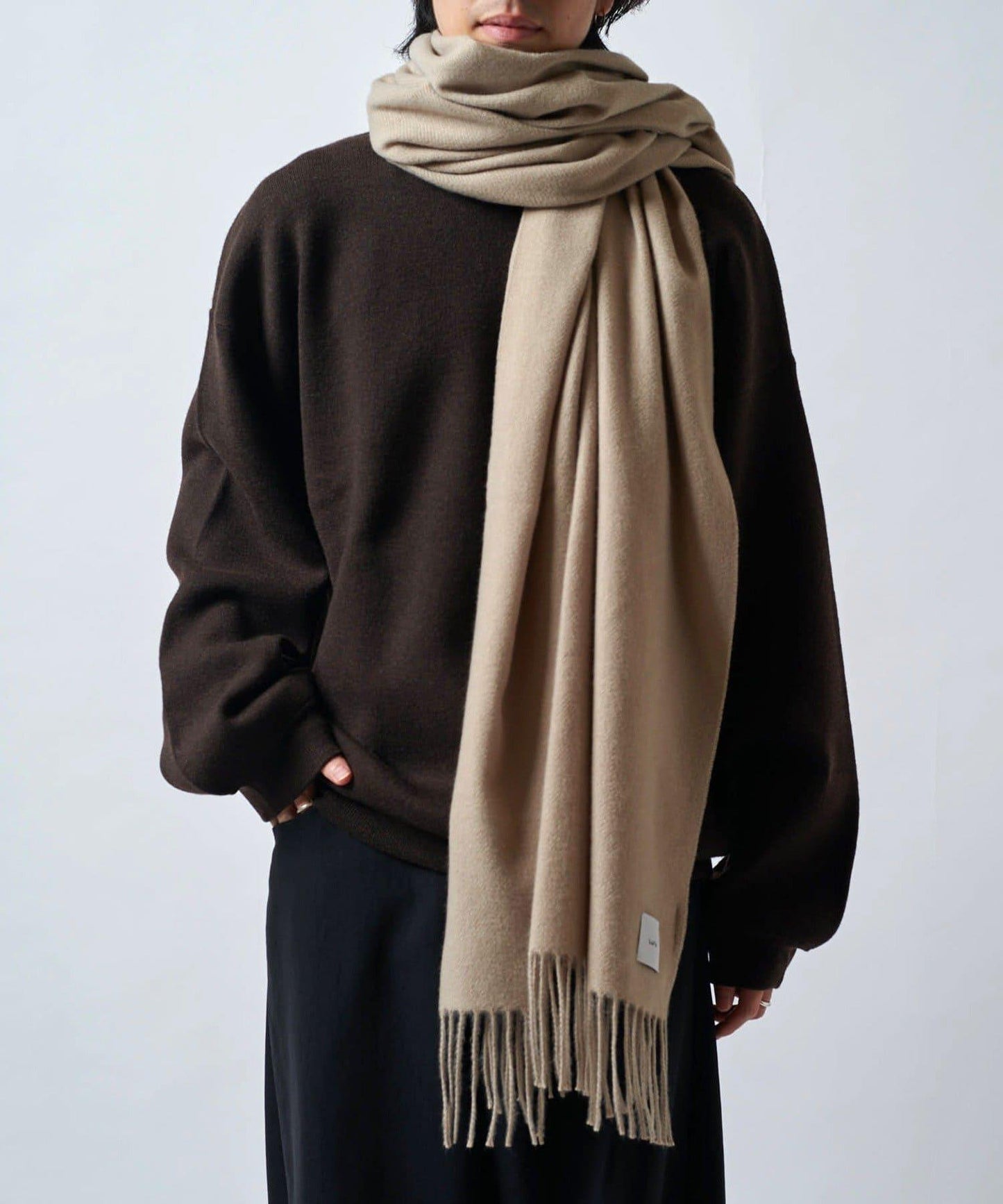 羊絨觸感彩色長款圍巾