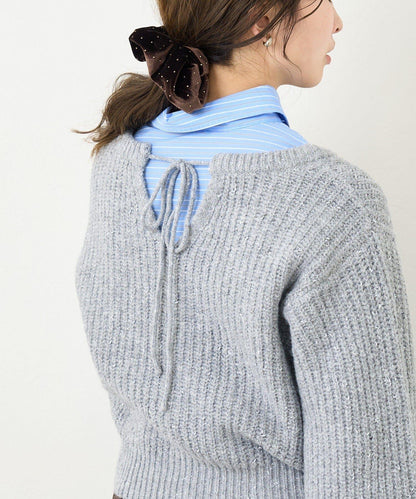 【前後兩穿】B 閃粉後開衩套頭衫