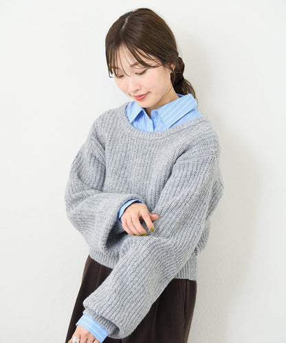 【前後兩穿】B 閃粉後開衩套頭衫