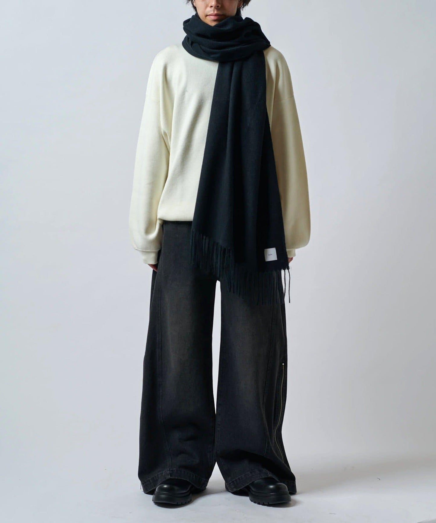 羊絨觸感彩色長款圍巾