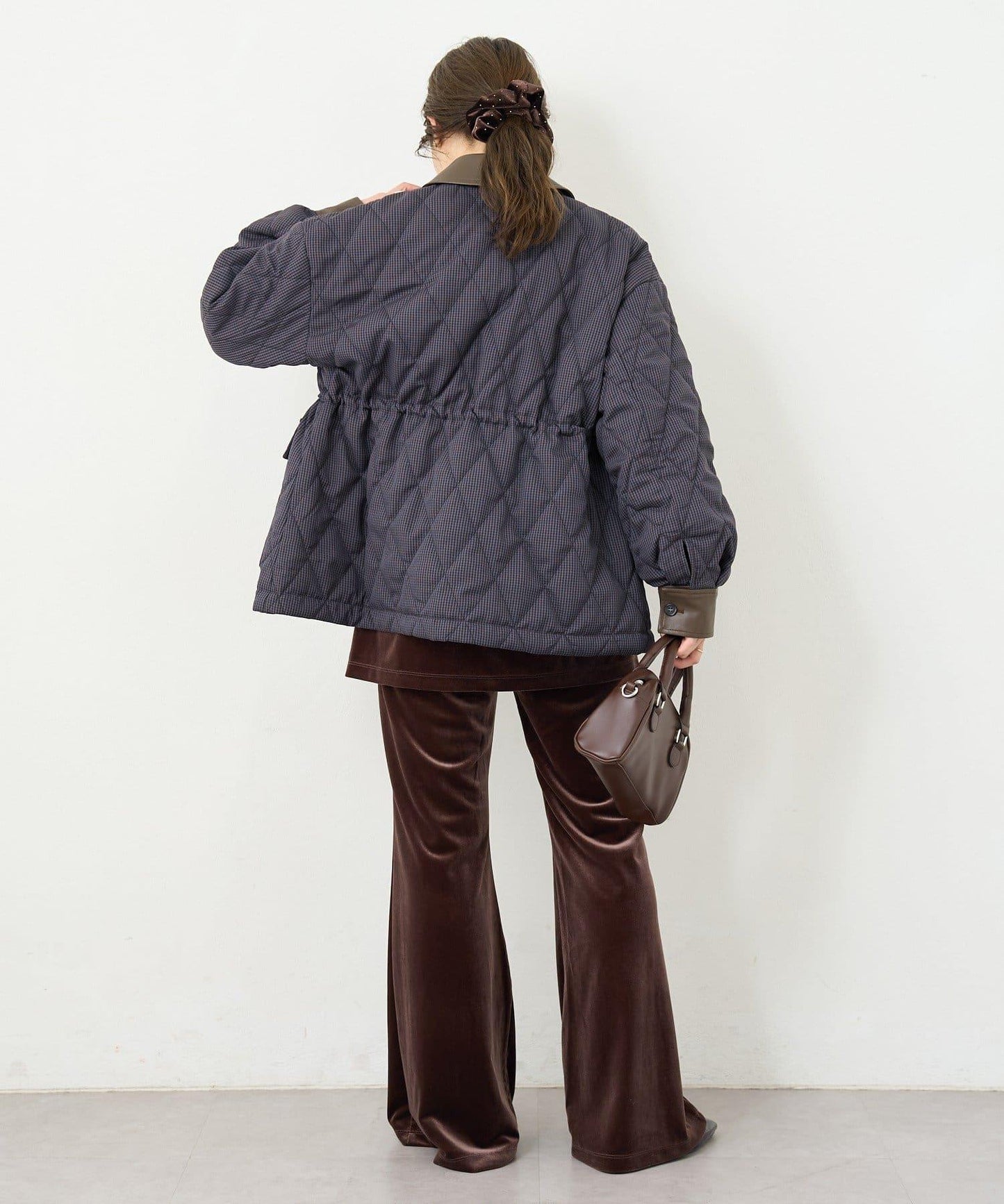 B 格紋絎縫夾克