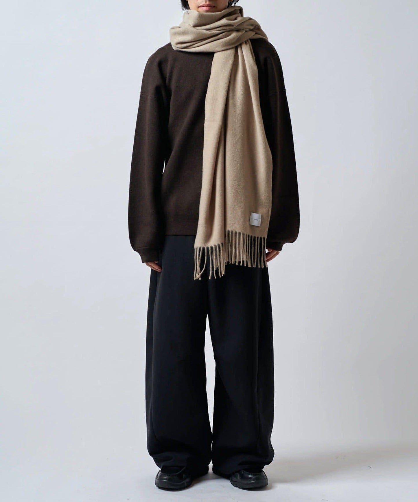 羊絨觸感彩色長款圍巾