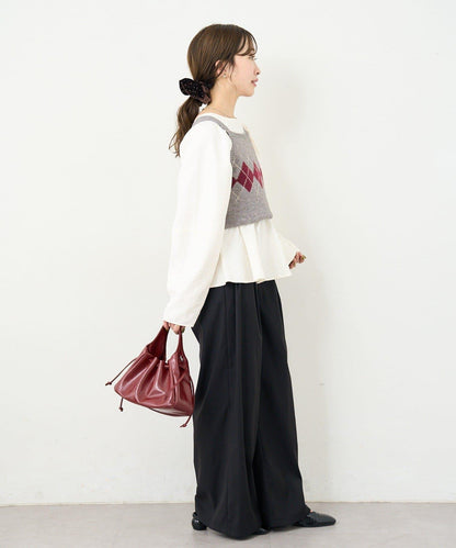 B 菱格吊帶套裝開衫