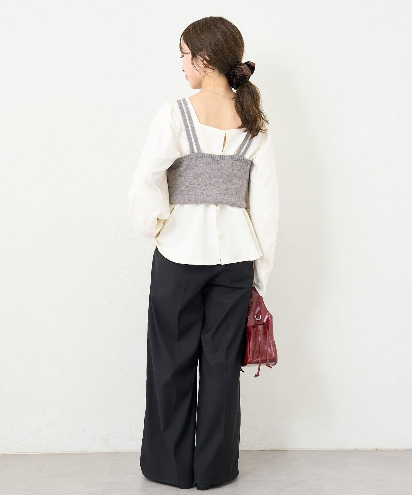 B 菱格吊帶套裝開衫