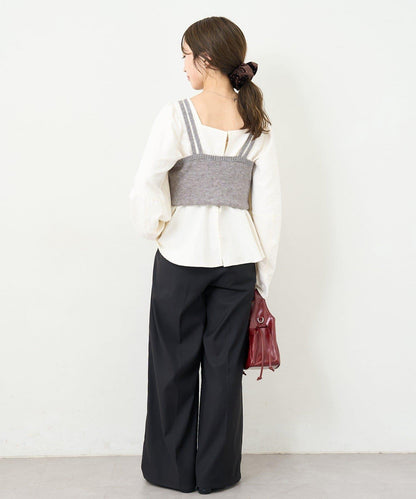 B 菱格吊帶套裝開衫