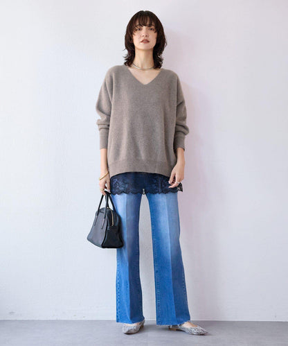 【舒適穿著感】中線壓褶牛仔褲