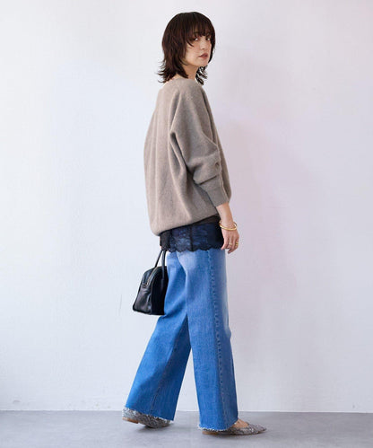 【舒適穿著感】中線壓褶牛仔褲