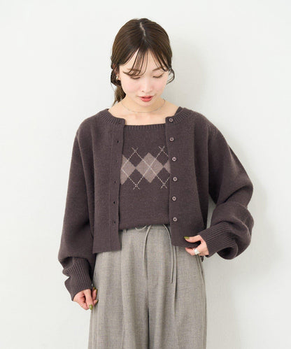 B 菱格吊帶套裝開衫