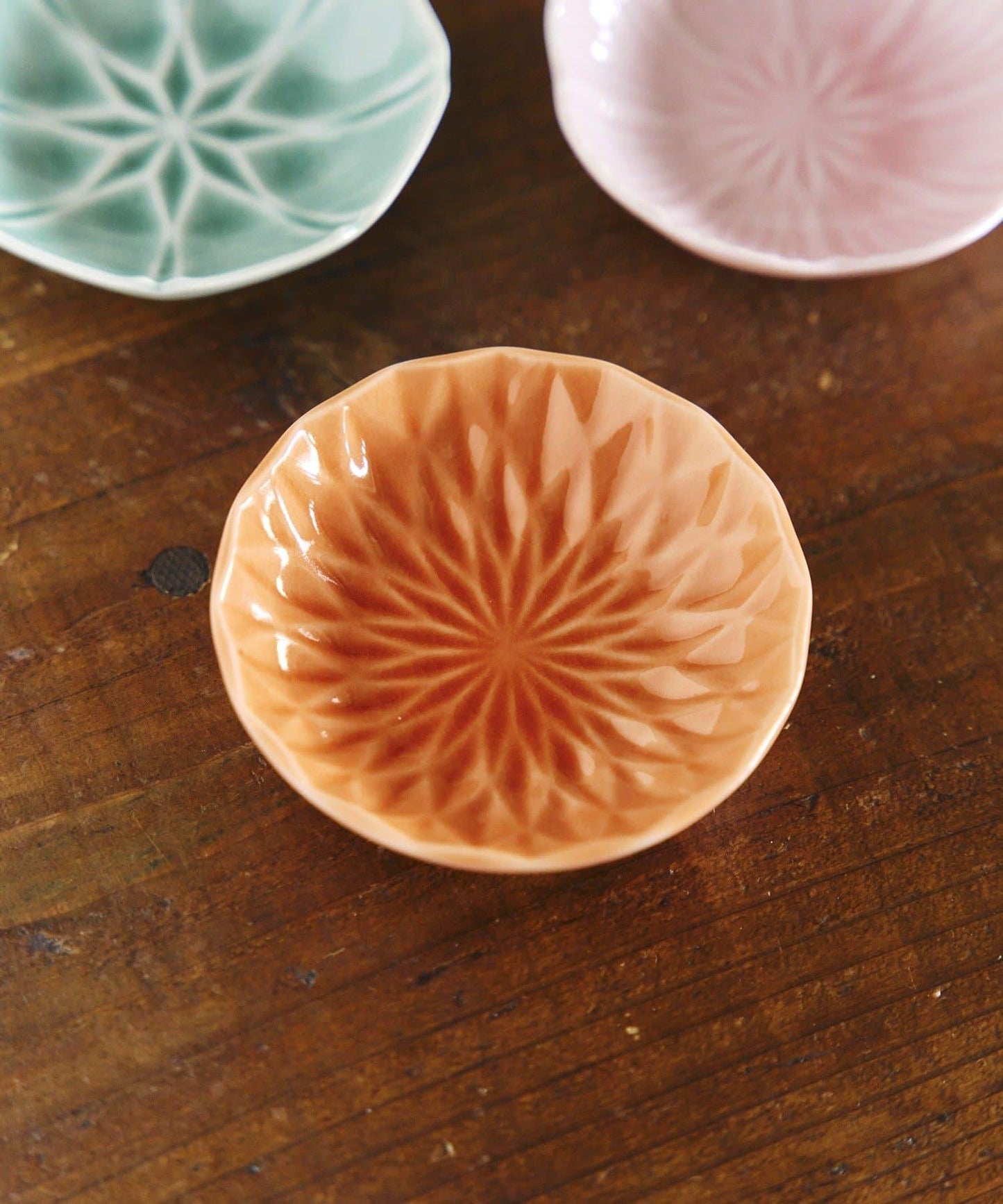 玻璃貫入小碟橙色/花開，新春餐具