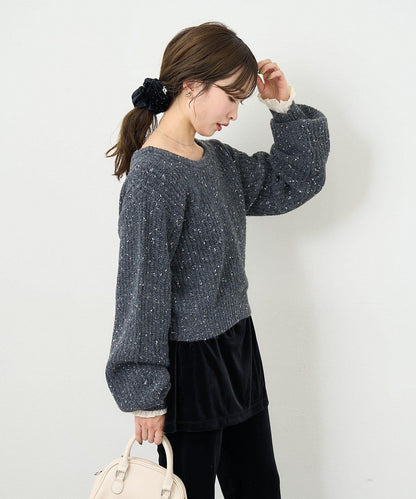 【前後兩穿】B 閃粉後開衩套頭衫