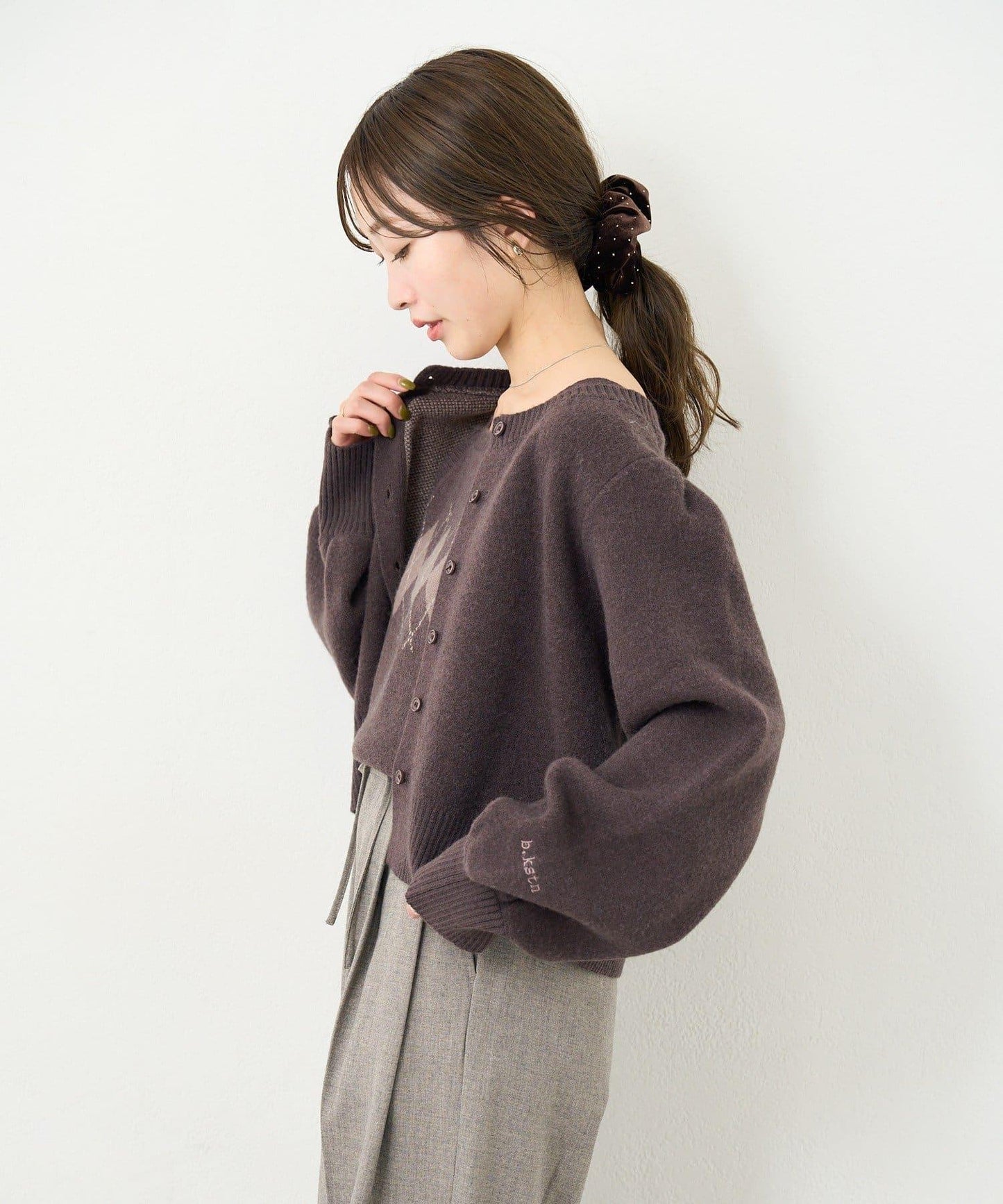 B 菱格吊帶套裝開衫