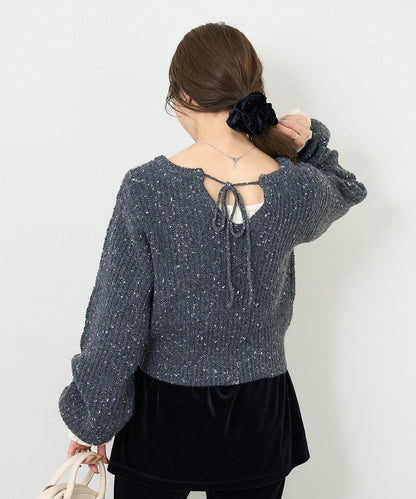 【前後兩穿】B 閃粉後開衩套頭衫