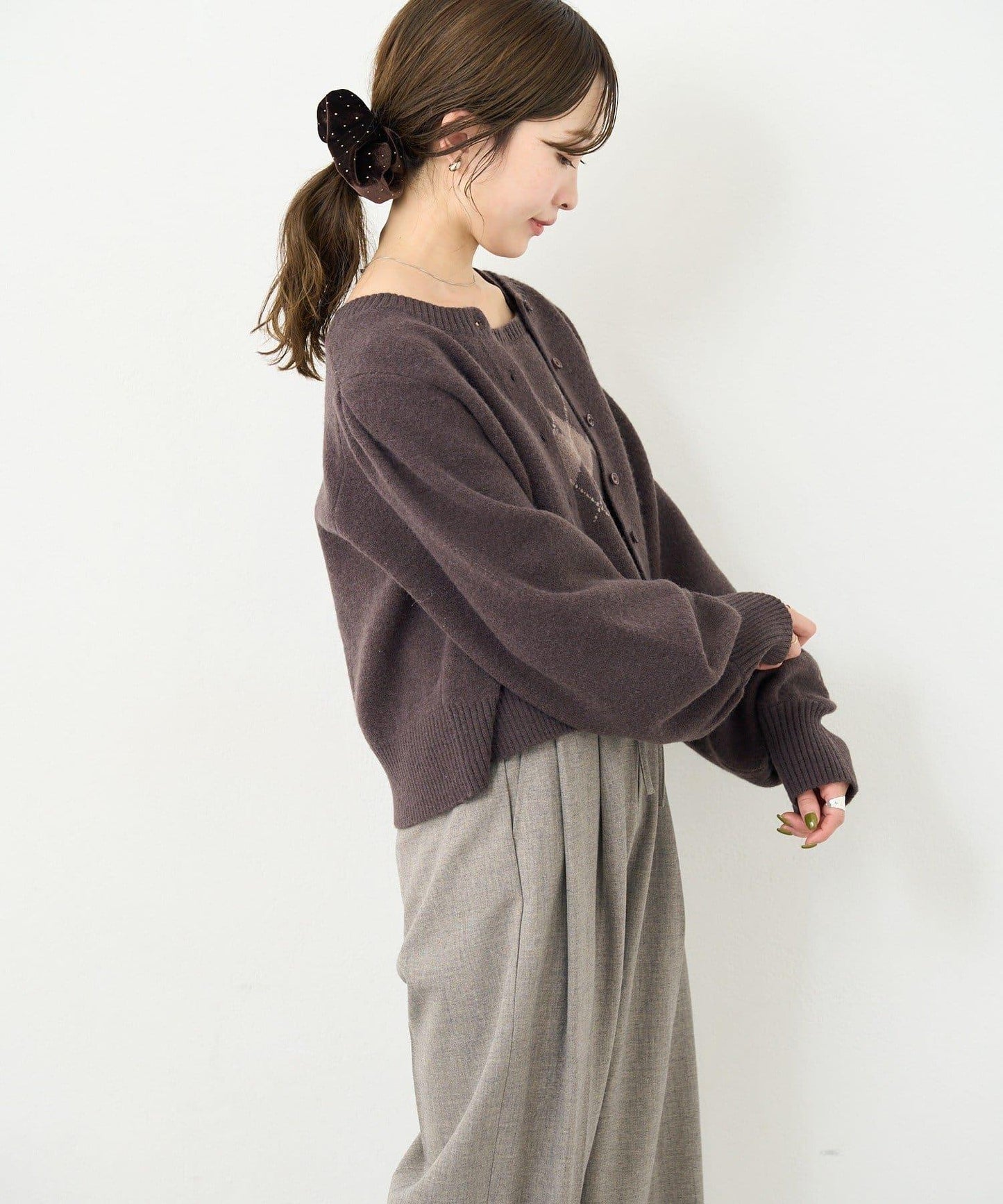 B 菱格吊帶套裝開衫